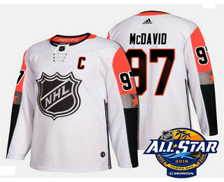 Men's Edmonton Oilers #97 Connor McDavid White 2018 NHL All-Star Stitched Ice Hockey Jersey