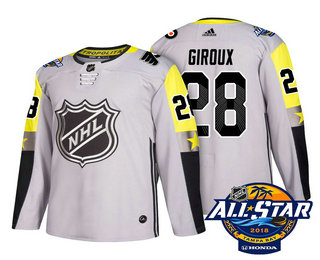 Men's Philadelphia Flyers #28 Claude Giroux Grey 2018 NHL All-Star Stitched Ice Hockey Jersey