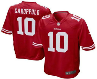 Men's San Francisco 49ers #10 Jimmy Garoppolo Scarlet Red Team Color Stitched NFL Nike Game Jersey
