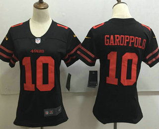 Women's San Francisco 49ers #10 Jimmy Garoppolo Black 2017 Vapor Untouchable Stitched NFL Nike Limited Jersey