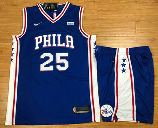 Men's Philadelphia 76ers #25 Ben Simmons Royal Blue 2017-2018 Nike Swingman Stubhub Stitched NBA Jersey With Shorts