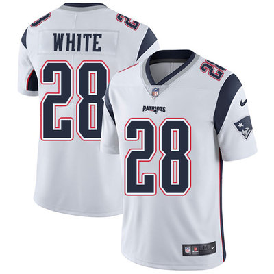 Youth Nike New England Patriots #28 James White White Stitched NFL Vapor Untouchable Limited Jersey