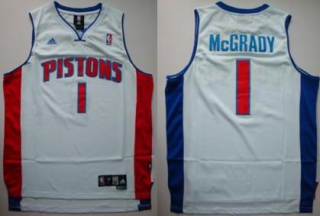 Men's Detroit Pistons 1 Tracy McGrady White Jersey