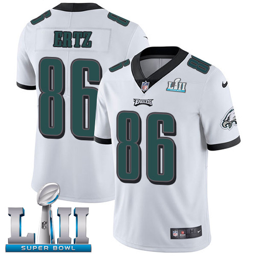 Men's Nike Eagles #86 Zach Ertz White Super Bowl LII Stitched NFL Vapor Untouchable Limited Jersey