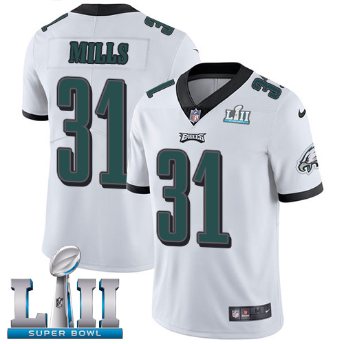 Men's Nike Eagles #31 Jalen Mills White Super Bowl LII Stitched NFL Vapor Untouchable Limited Jersey