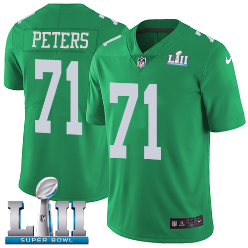 Men's Nike Eagles #71 Jason Peters Green Super Bowl LII Stitched NFL Limited Rush Jersey