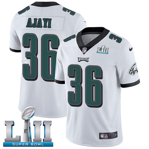Men's Nike Eagles #36 Jay Ajayi White Super Bowl LII Stitched NFL Vapor Untouchable Limited Jersey
