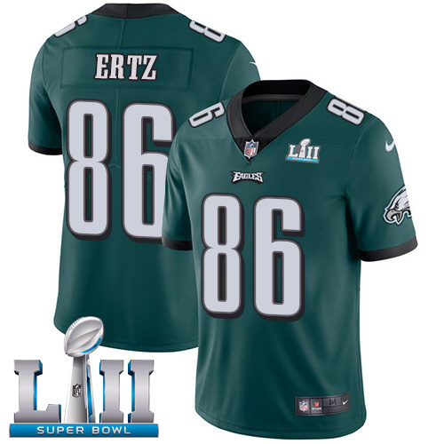 Men's Nike Eagles #86 Zach Ertz Midnight Green Team Color Super Bowl LII Stitched NFL Vapor Untouchable Limited Jersey