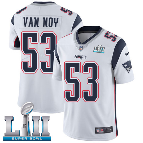 Men's Nike Patriots #53 Kyle Van Noy White Super Bowl LII Stitched NFL Vapor Untouchable Limited Jersey