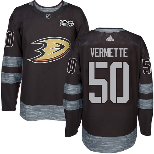 Adidas Ducks #50 Antoine Vermette Black 1917-2017 100th Anniversary Stitched NHL Jersey