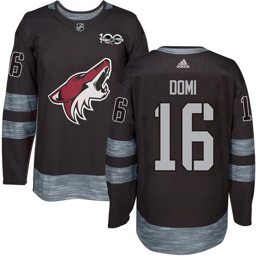 Adidas Coyotes #16 Max Domi Black 1917-2017 100th Anniversary Stitched NHL Jersey
