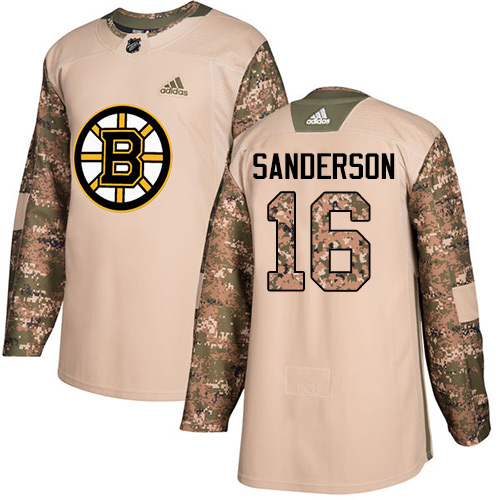 Adidas Bruins #16 Derek Sanderson Camo Authentic 2017 Veterans Day Stitched NHL Jersey