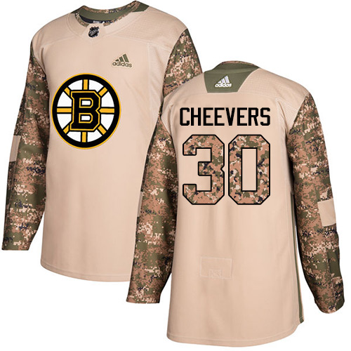 Adidas Bruins #30 Gerry Cheevers Camo Authentic 2017 Veterans Day Stitched NHL Jersey