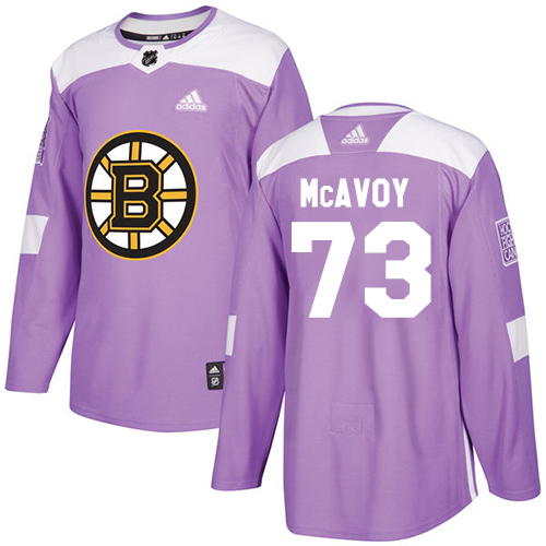 Adidas Bruins #73 Charlie McAvoy Purple Authentic Fights Cancer Stitched NHL Jersey