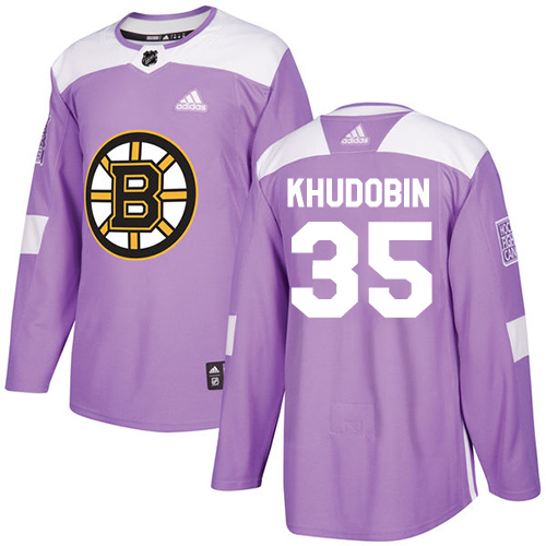 Adidas Bruins #35 Anton Khudobin Purple Authentic Fights Cancer Stitched NHL Jersey