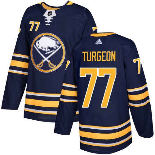 Adidas Sabres #77 Pierre Turgeon Navy Blue Home Authentic Stitched NHL Jersey