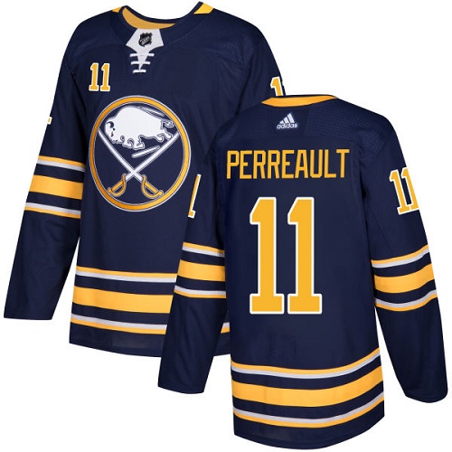 Adidas Sabres #11 Gilbert Perreault Navy Blue Home Authentic Stitched NHL Jersey
