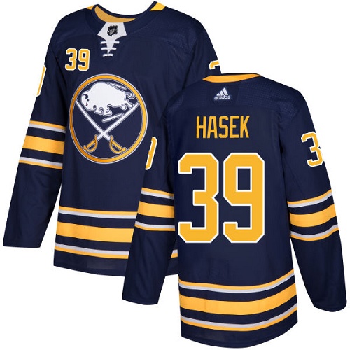 Adidas Sabres #39 Dominik Hasek Navy Blue Home Authentic Stitched NHL Jersey