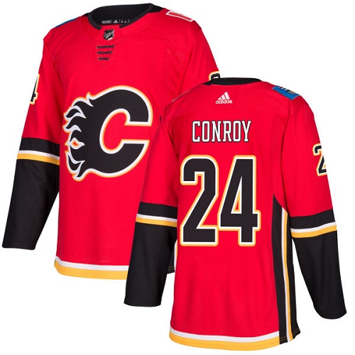 Adidas Flames #24 Craig Conroy Red Home Authentic Stitched NHL Jersey
