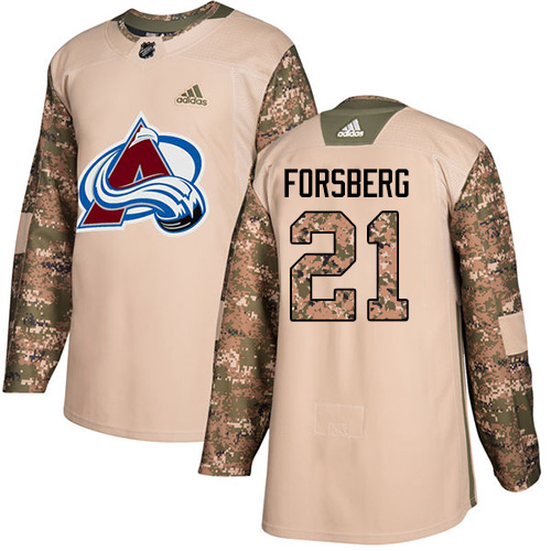 Adidas Avalanche #21 Peter Forsberg Camo Authentic 2017 Veterans Day Stitched NHL Jersey