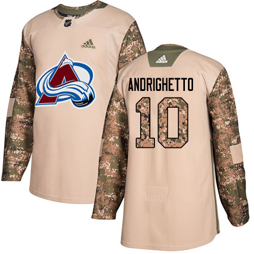 Adidas Avalanche #10 Sven Andrighetto Camo Authentic 2017 Veterans Day Stitched NHL Jersey