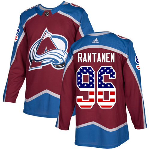 Adidas Avalanche #96 Mikko Rantanen Burgundy Home Authentic USA Flag Stitched NHL Jersey