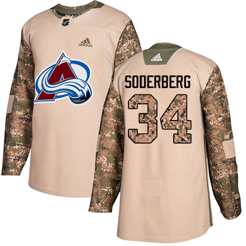 Adidas Avalanche #34 Carl Soderberg Camo Authentic 2017 Veterans Day Stitched NHL Jersey