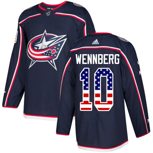 Adidas Blue Jackets #10 Alexander Wennberg Navy Blue Home Authentic USA Flag Stitched NHL Jersey