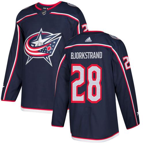 Adidas Blue Jackets #28 Oliver Bjorkstrand Navy Blue Home Authentic Stitched NHL Jersey