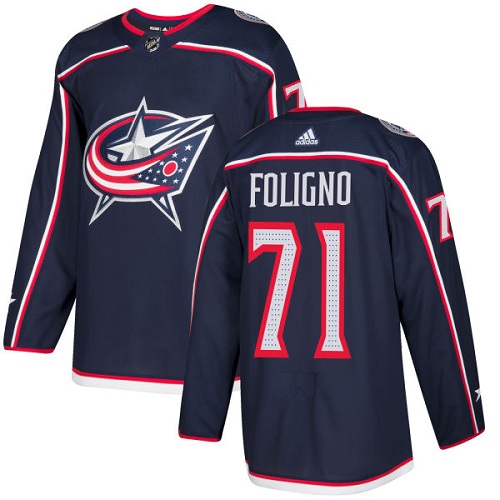 Adidas Blue Jackets #71 Nick Foligno Navy Blue Home Authentic Stitched NHL Jersey