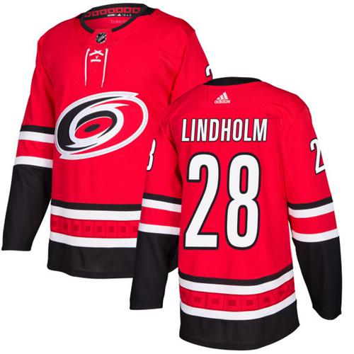 Adidas Hurricanes #28 Elias Lindholm Red Home Authentic Stitched NHL Jersey
