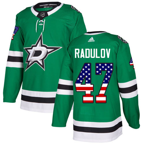 Adidas Stars #47 Alexander Radulov Green Home Authentic USA Flag Stitched NHL Jersey