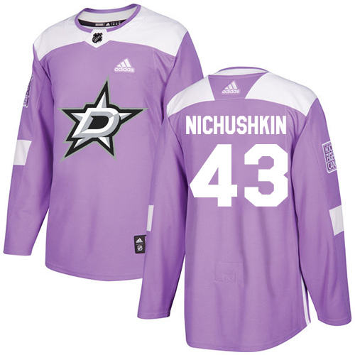 Adidas Stars #43 Valeri Nichushkin Purple Authentic Fights Cancer Stitched NHL Jersey