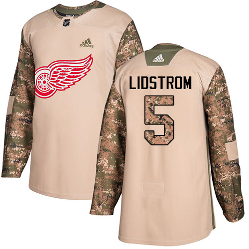 Adidas Red Wings #5 Nicklas Lidstrom Camo Authentic 2017 Veterans Day Stitched NHL Jersey
