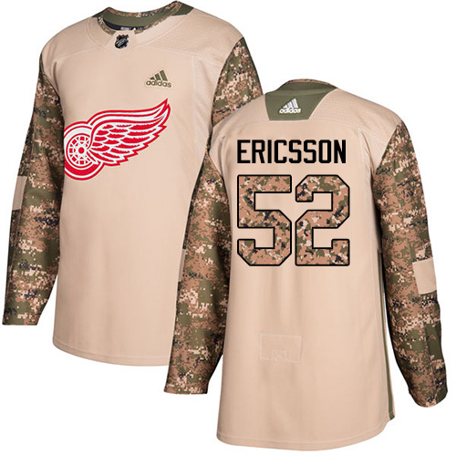 Adidas Red Wings #52 Jonathan Ericsson Camo Authentic 2017 Veterans Day Stitched NHL Jersey