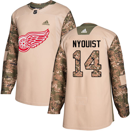 Adidas Red Wings #14 Gustav Nyquist Camo Authentic 2017 Veterans Day Stitched NHL Jersey
