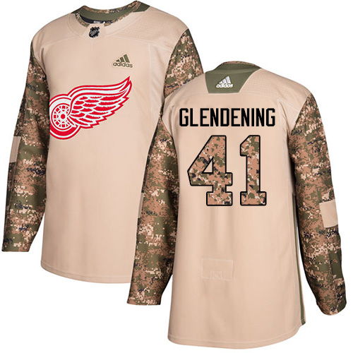 Adidas Red Wings #41 Luke Glendening Camo Authentic 2017 Veterans Day Stitched NHL Jersey