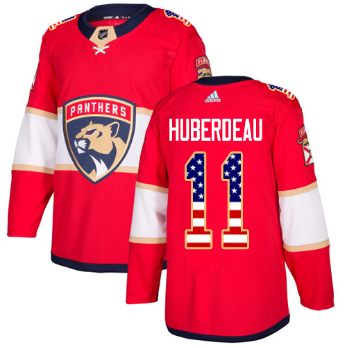 Adidas Panthers #11 Jonathan Huberdeau Red Home Authentic USA Flag Stitched NHL Jersey