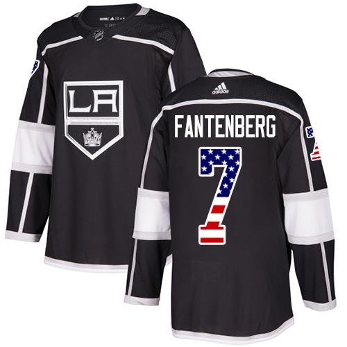 Adidas Kings #7 Oscar Fantenberg Black Home Authentic USA Flag Stitched NHL Jersey