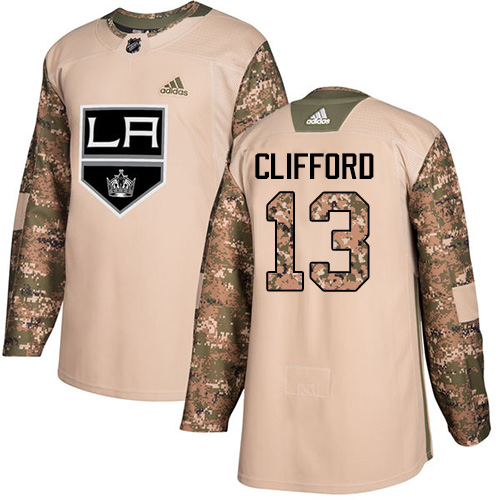 Adidas Kings #13 Kyle Clifford Camo Authentic 2017 Veterans Day Stitched NHL Jersey