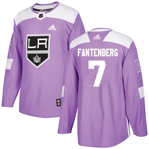 Adidas Kings #7 Oscar Fantenberg Purple Authentic Fights Cancer Stitched NHL Jersey