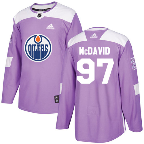 Adidas Oilers #97 Connor McDavid Purple Authentic Fights Cancer Stitched NHL Jersey