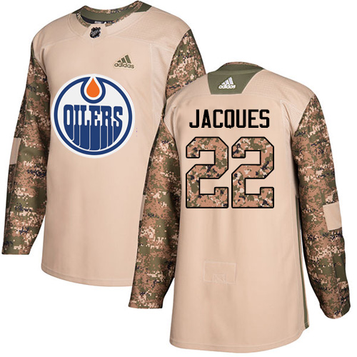 Adidas Oilers #22 Jean-Francois Jacques Camo Authentic 2017 Veterans Day Stitched NHL Jersey
