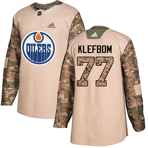 Adidas Oilers #77 Oscar Klefbom Camo Authentic 2017 Veterans Day Stitched NHL Jersey