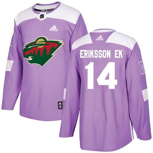 Adidas Wild #14 Joel Eriksson Ek Purple Authentic Fights Cancer Stitched NHL Jersey