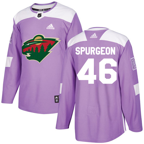 Adidas Wild #46 Jared Spurgeon Purple Authentic Fights Cancer Stitched NHL Jersey