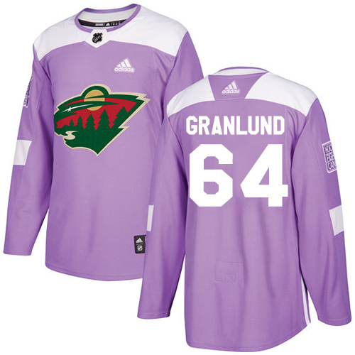Adidas Wild #64 Mikael Granlund Purple Authentic Fights Cancer Stitched NHL Jersey