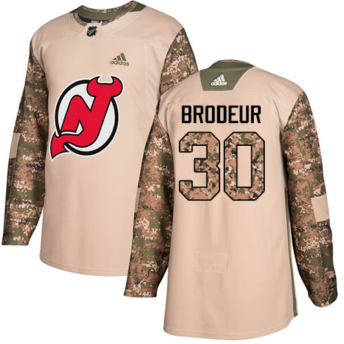Adidas Devils #30 Martin Brodeur Camo Authentic 2017 Veterans Day Stitched NHL Jersey
