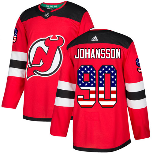 Adidas Devils #90 Marcus Johansson Red Home Authentic USA Flag Stitched NHL Jersey