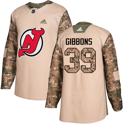 Adidas Devils #39 Brian Gibbons Camo Authentic 2017 Veterans Day Stitched NHL Jersey